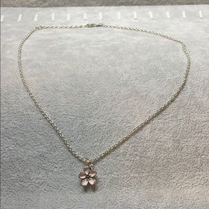 Pink flower sliver necklace
